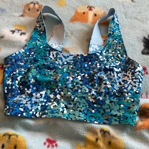 Blue Green Speckled Sports Bra